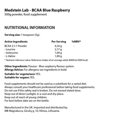 BCAA blue raspberry by medstein lab